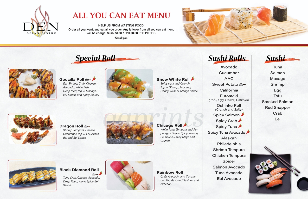 All You Can Eat Menu