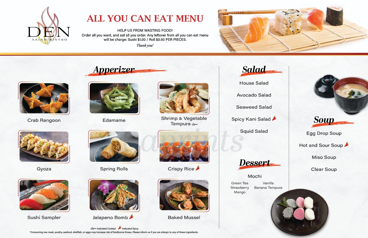 All You Can Eat Menu